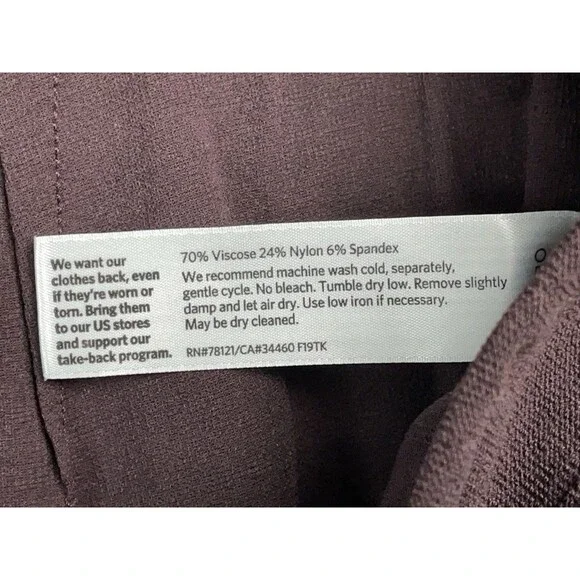 Eileen Fisher Women XL Stretch Crepe Slim Ankle Pant Purple Pull On Drapey READ - Picture 6 of 9